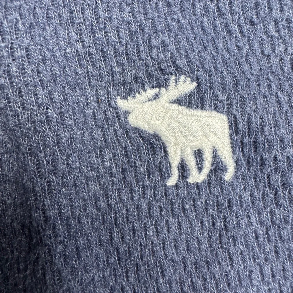 Abercrombie Fitch Mens Long Sleeve Navy Thermal Crewneck T Shirt Size L Moose - Picture 4 of 6